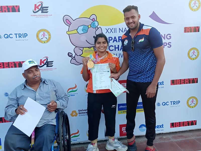 Vaishnavi won Gold  medal in 100 mts Freestyle and  Silver medal in 50 mts